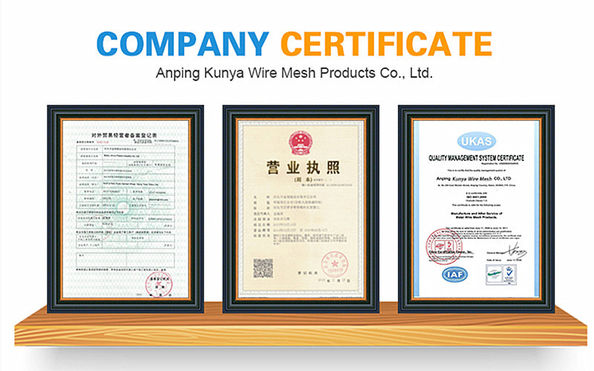 China Anping Kunya Wire Mesh Products Co., Ltd. Certificaciones